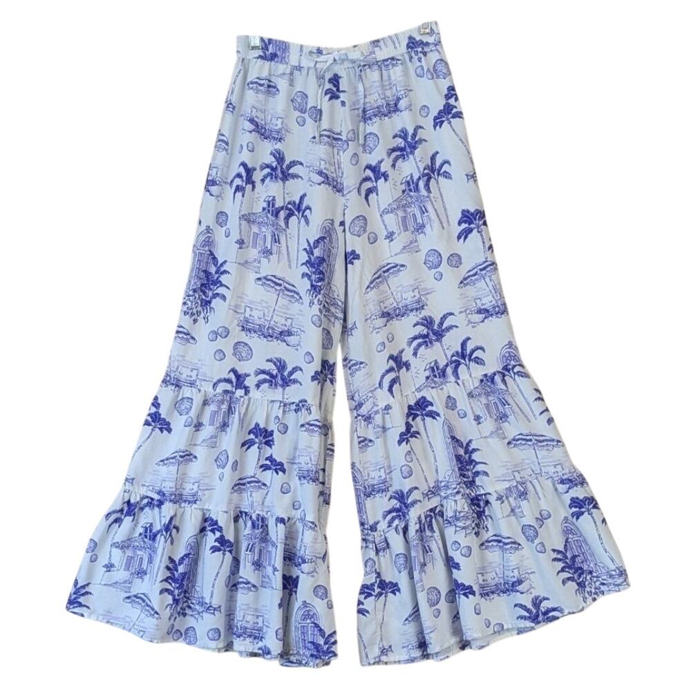 True Destinations Resort Wide Leg Ruffle Pants